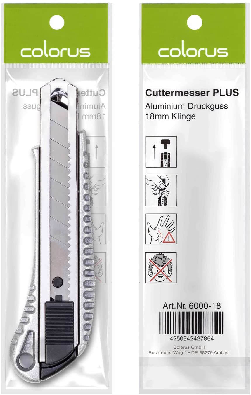 24 x Colorus Cuttermesser PLUS Alu Druckguss 18mm