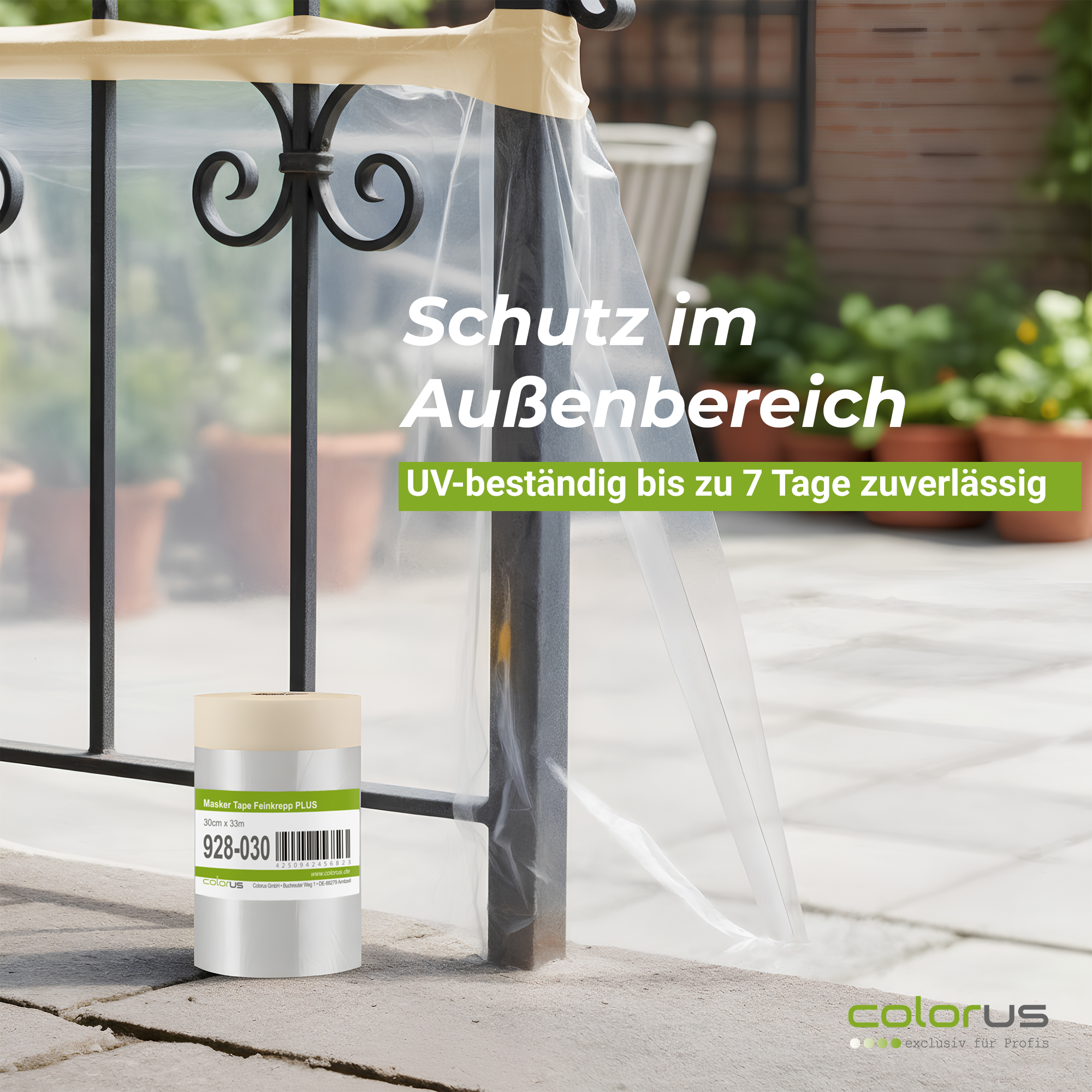 Colorus Premium Folien Masker Tape Kreppband mit Abdeckfolie 30cm x 33m