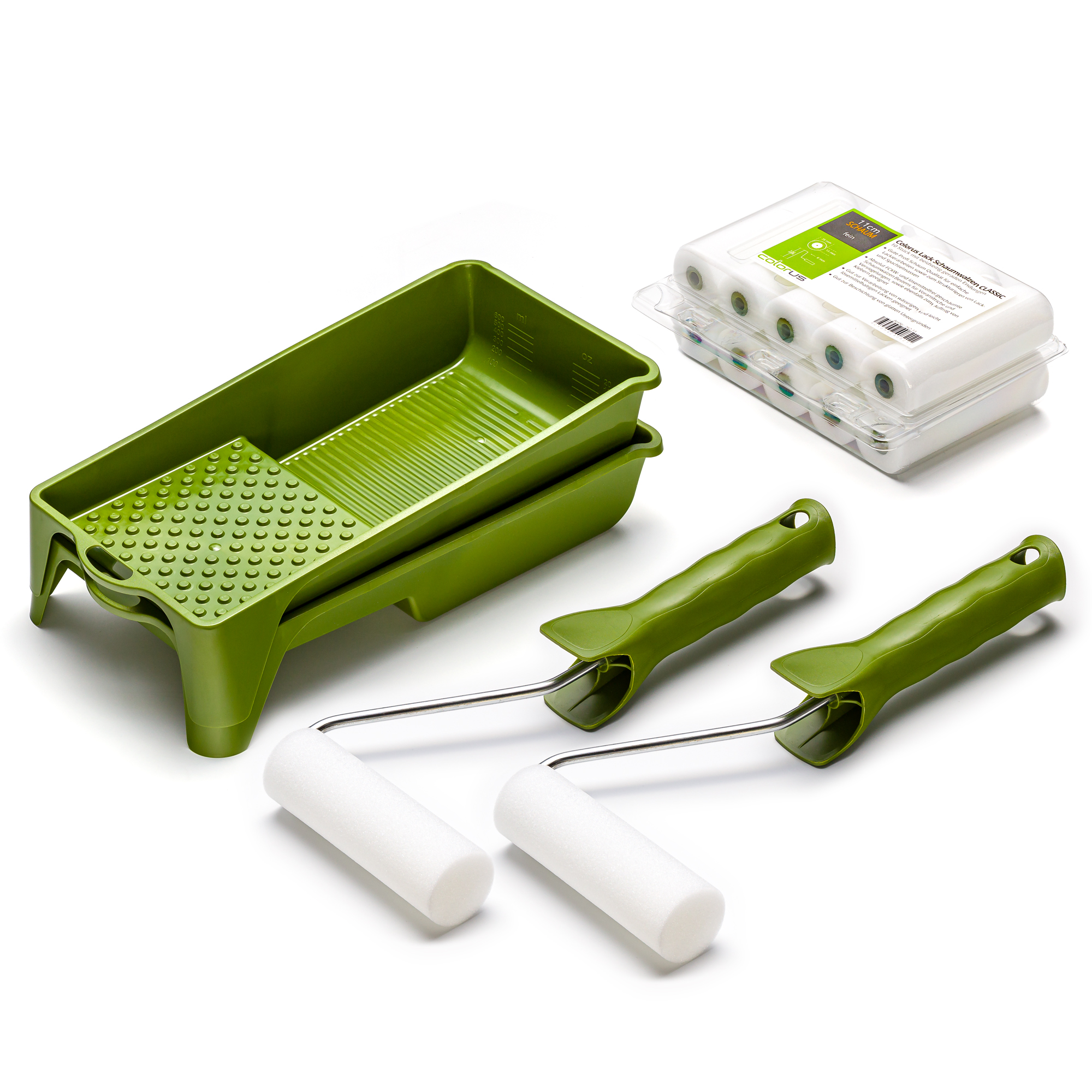 Profi Lackier Set 14 tlg Schaumwalzen 11 cm für wasserbasierte Lacke