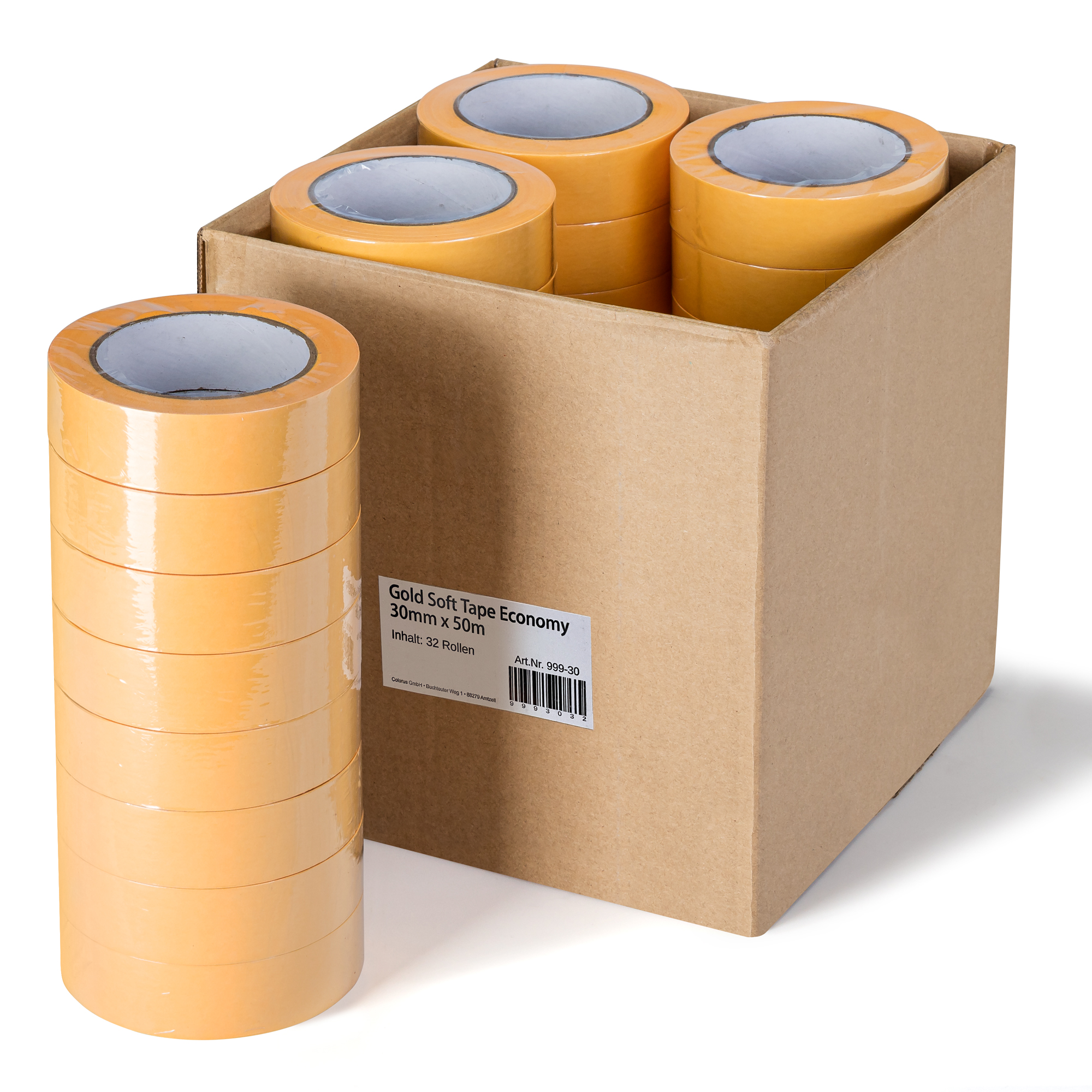 Karton 32 Rollen Goldband 30mm x 50m – Profi Malerkrepp für Innen & Außen