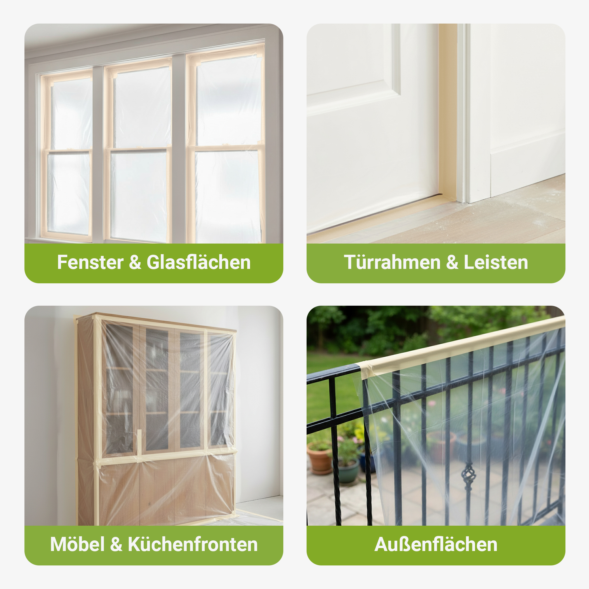 Colorus Premium Folien Masker Tape Kreppband mit Abdeckfolie 270cm x 16m