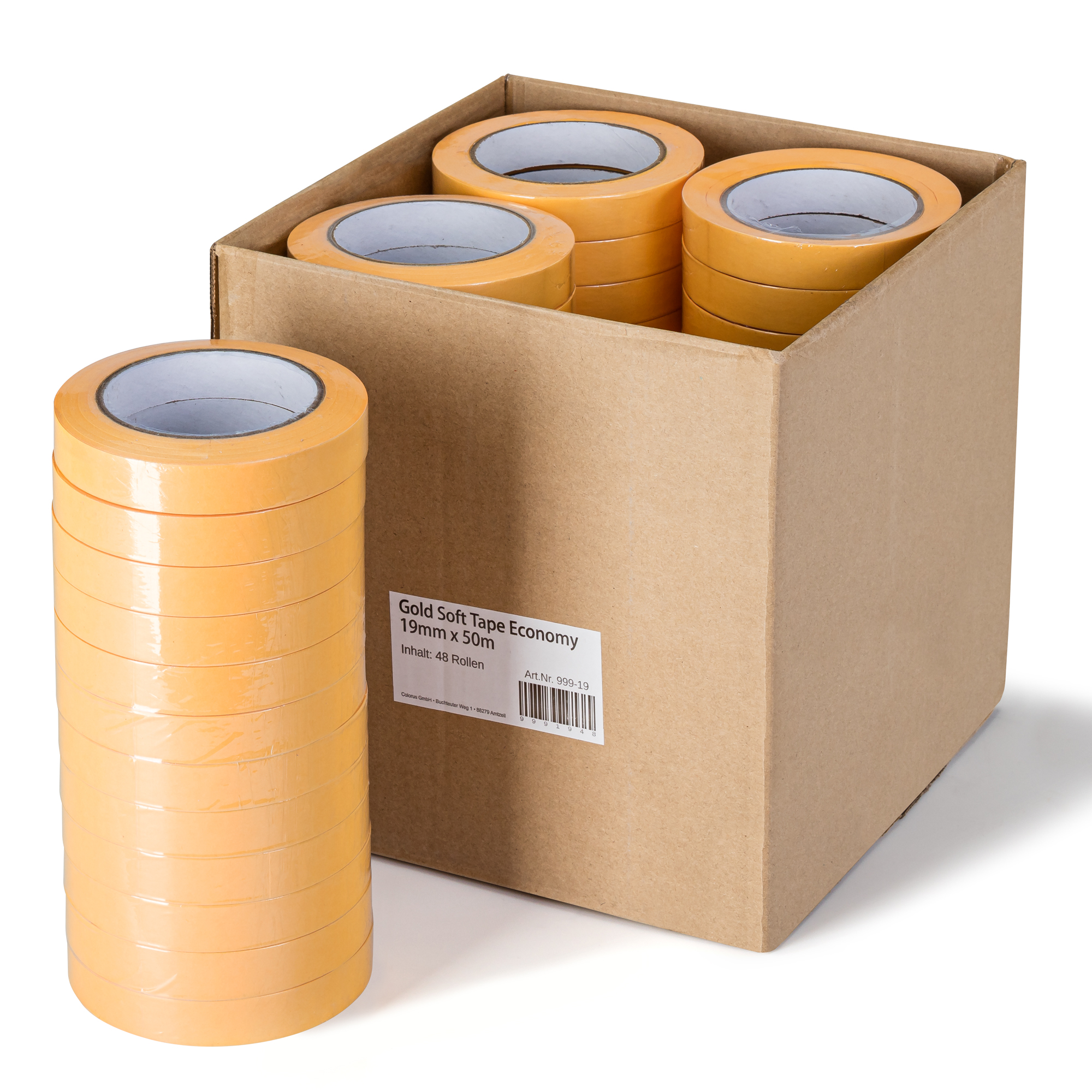 Karton 48 Rollen Goldband 19mm x 50m – Profi Malerkrepp für Innen & Außen