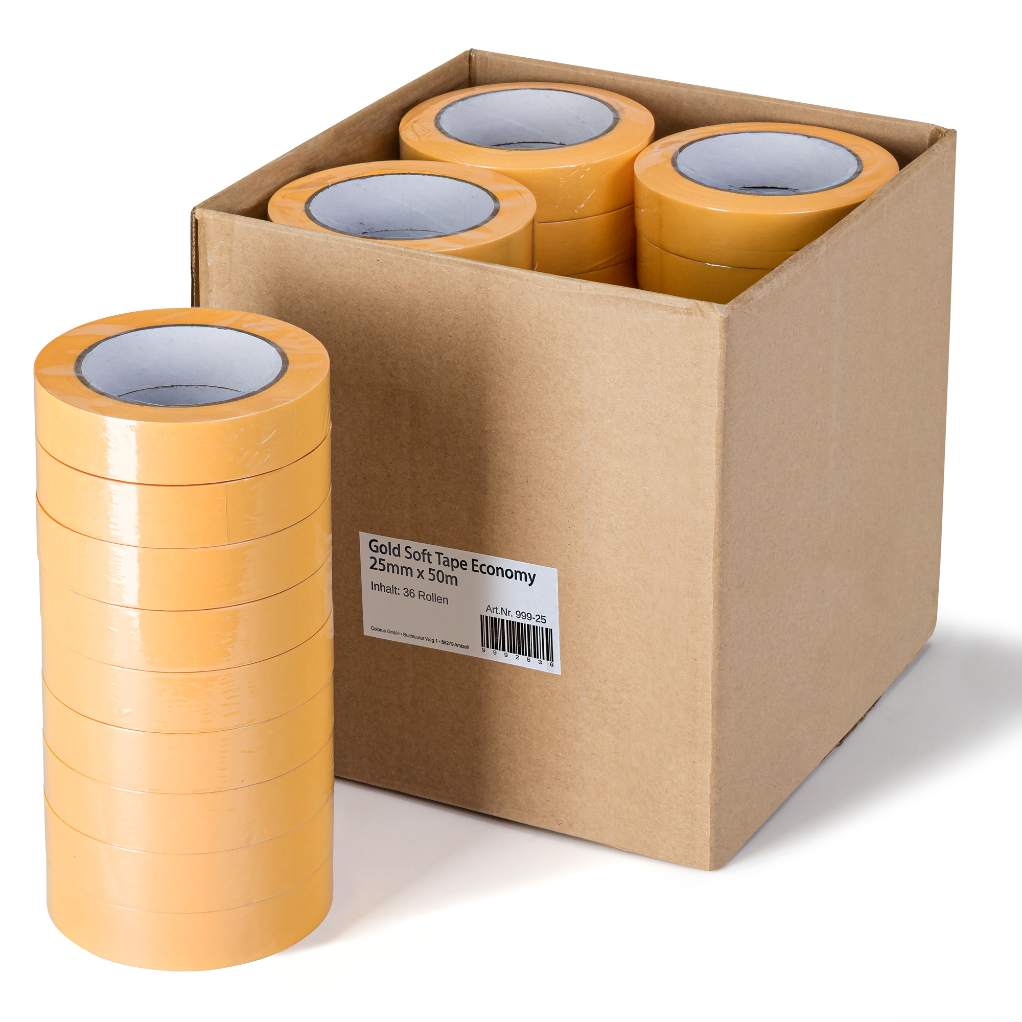 Goldband 36 Rollen Kartonangebot 25mm x 50m – Profi Malerkrepp für Innen & Außen